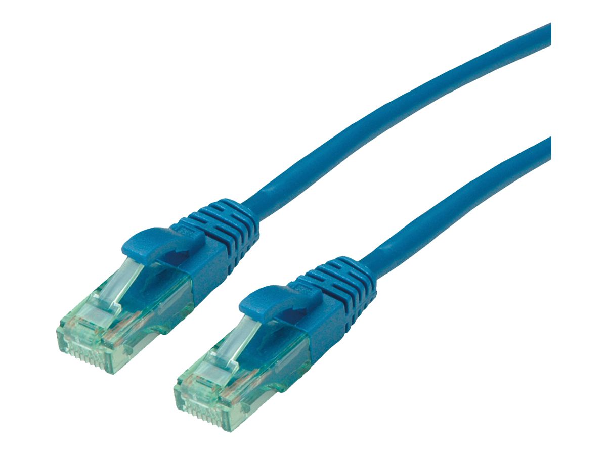 Patchkabel RJ45 ROLINE RM Kat.6A U/UTP AWG26 TPE blau 10m