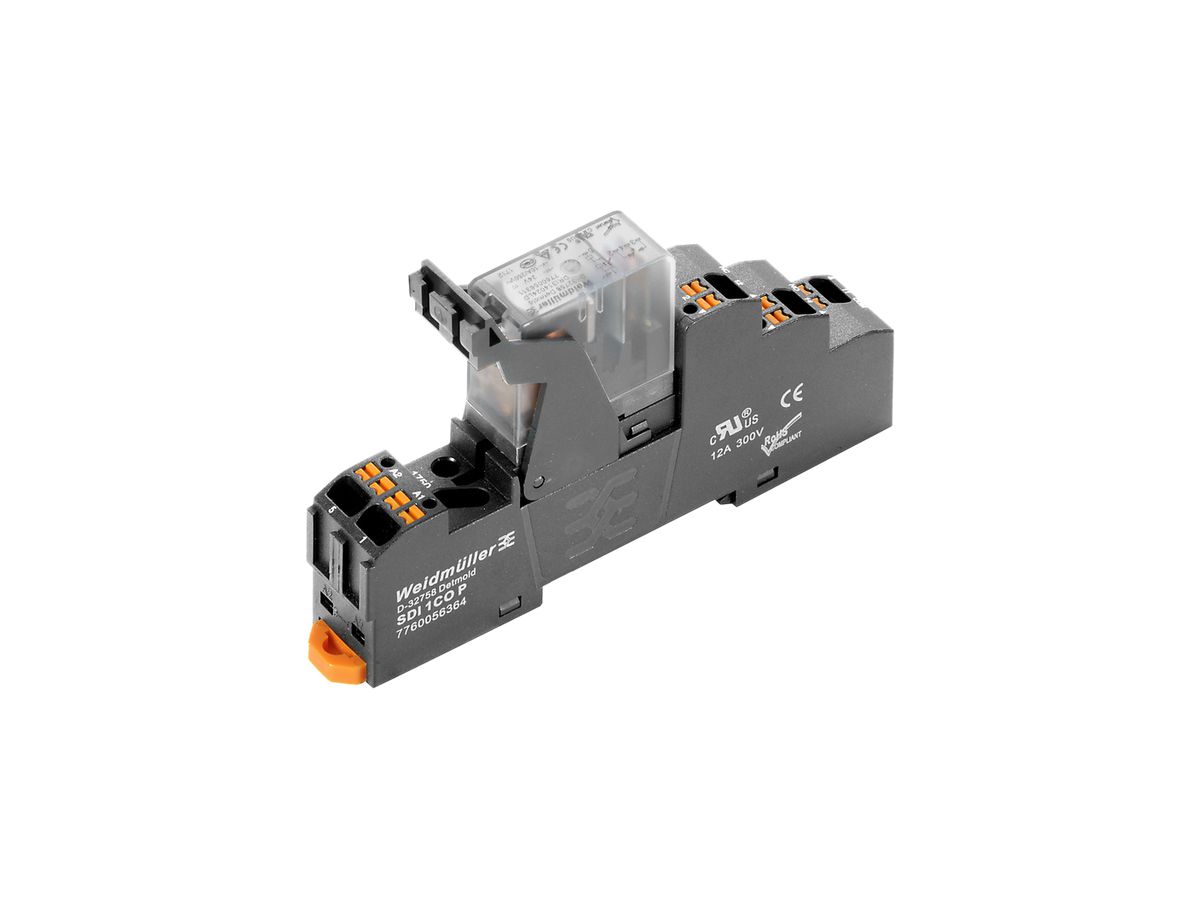 Relaiskoppler WM, 24VDC, LED grün, Freilaufdiode, 1 Wechsler, 250VAC 10A PUSH IN