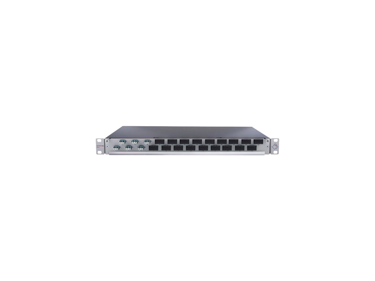Breakoutbox 19" Dätwyler OV-SO 6×LCD/PC türkis OM3 versetzt 1HE grau