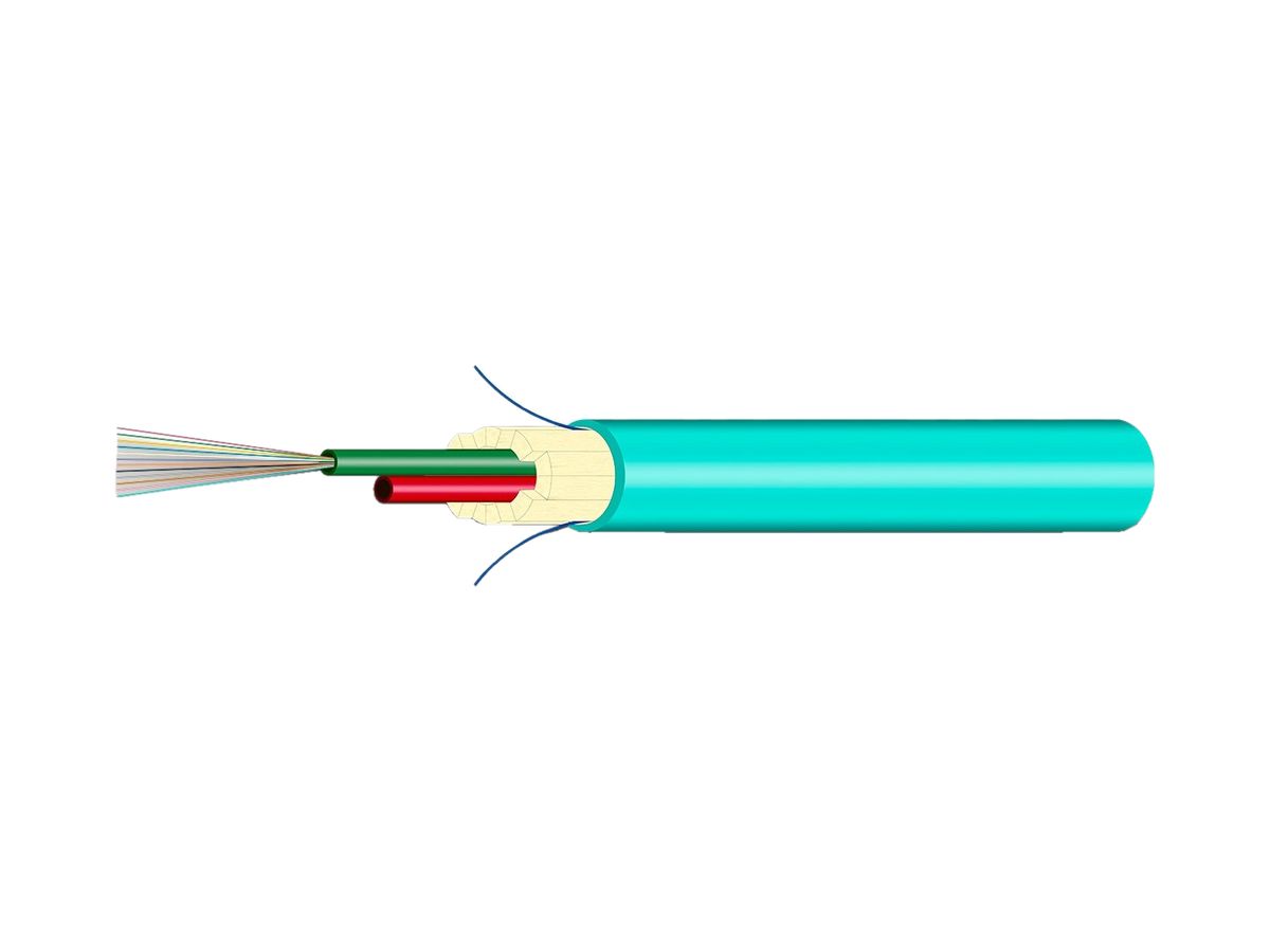 Kabel FO Universal H-LINE Eca 12×G50/125 OM3 Ø7.5mm 1500N türkis