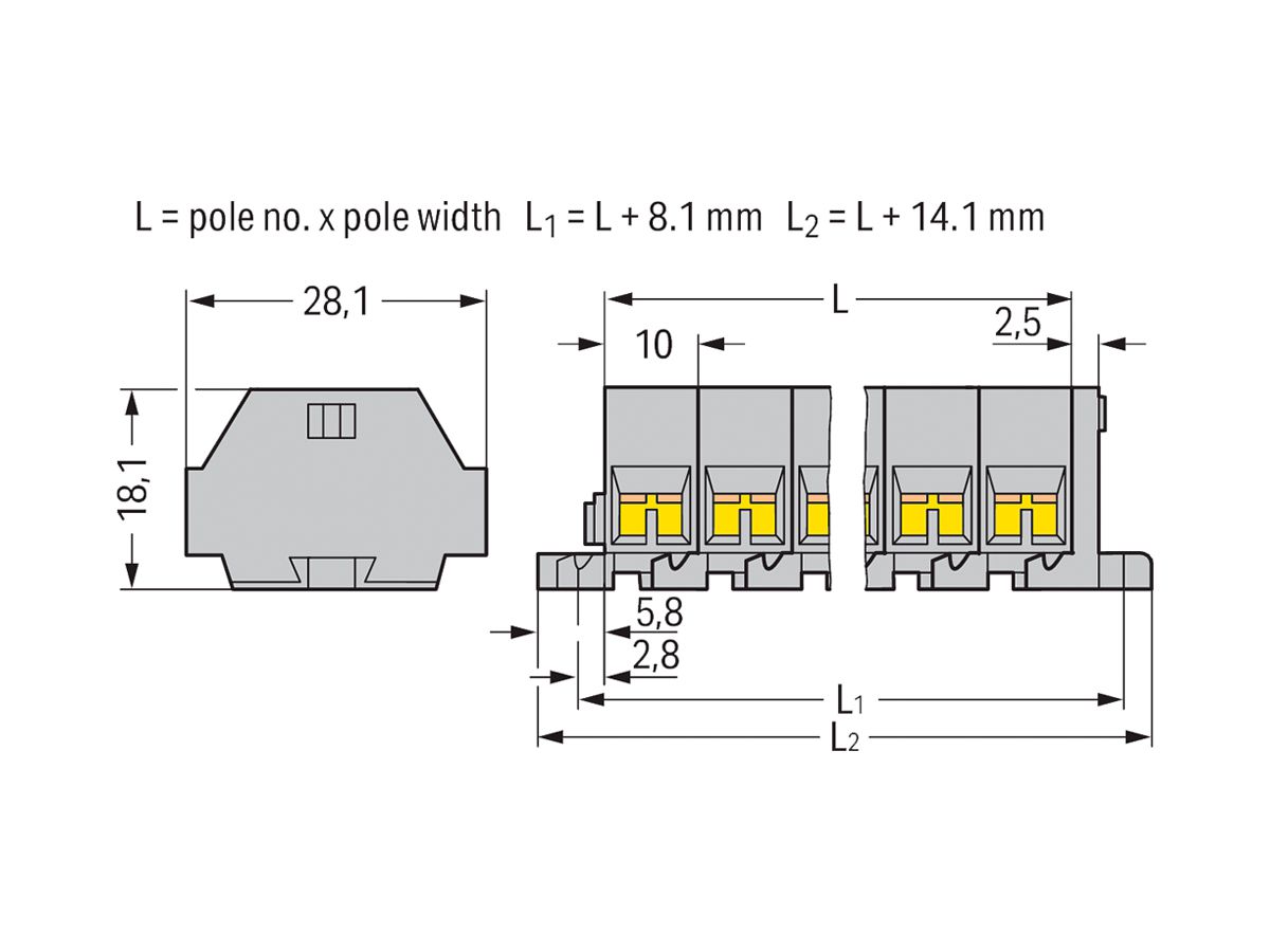 Klemmenleiste WAGO 2.5mm² 12L grau