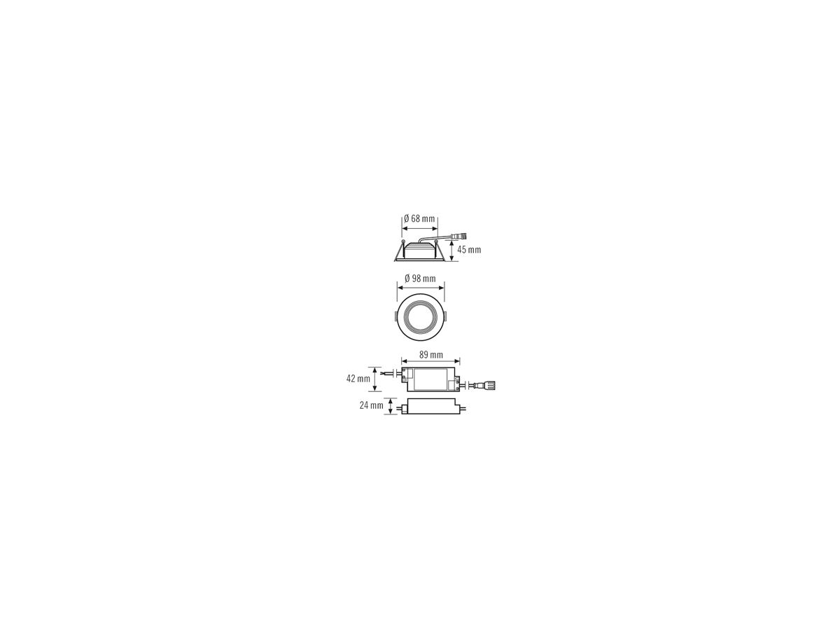 LED-Downlight ESYLUX ELSA-2 Ø98 ON/OFF 5W 4000K, 500lm, weiss