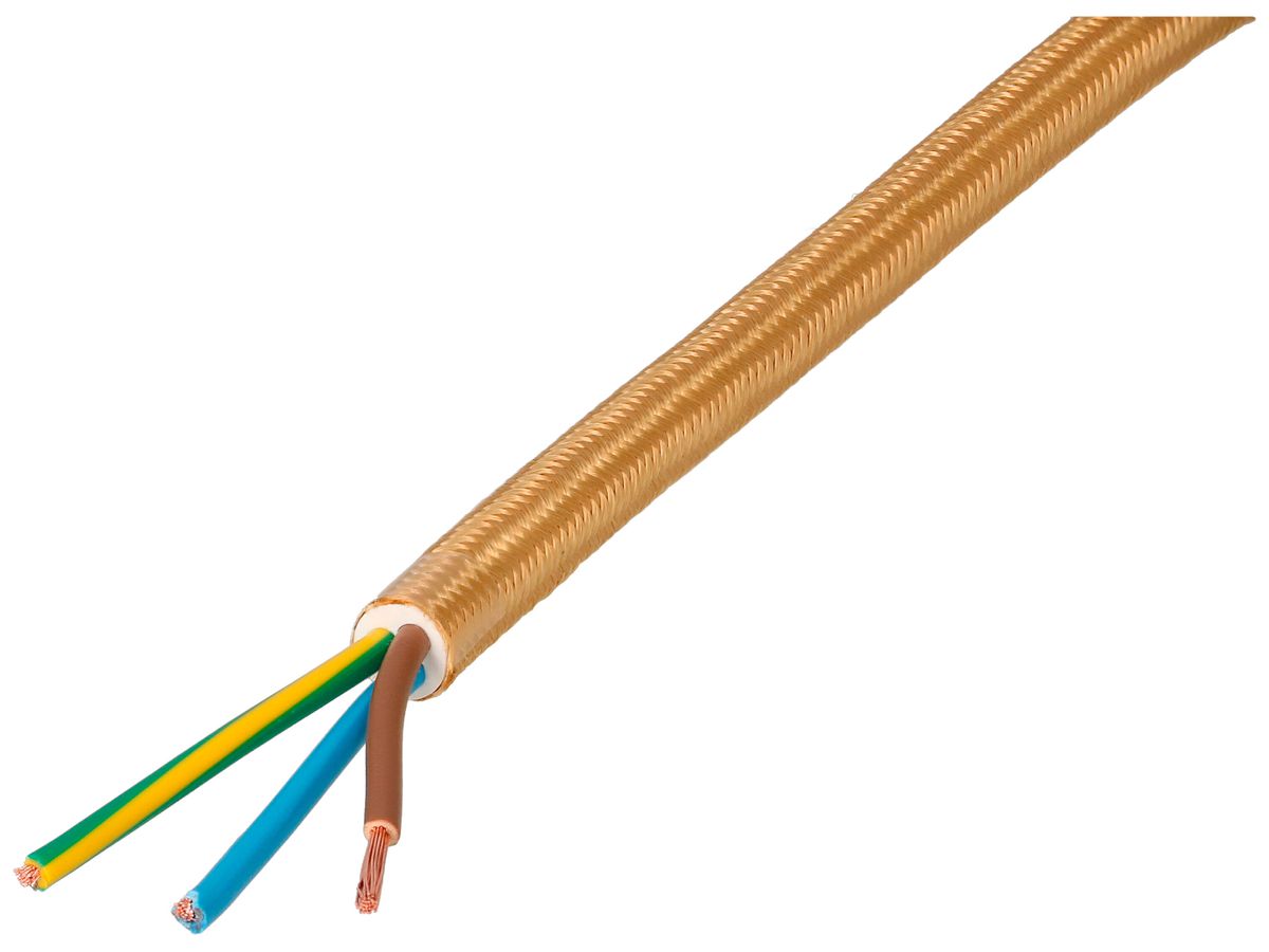 Kabel H05VV-F textil 3×1mm² gold 100m