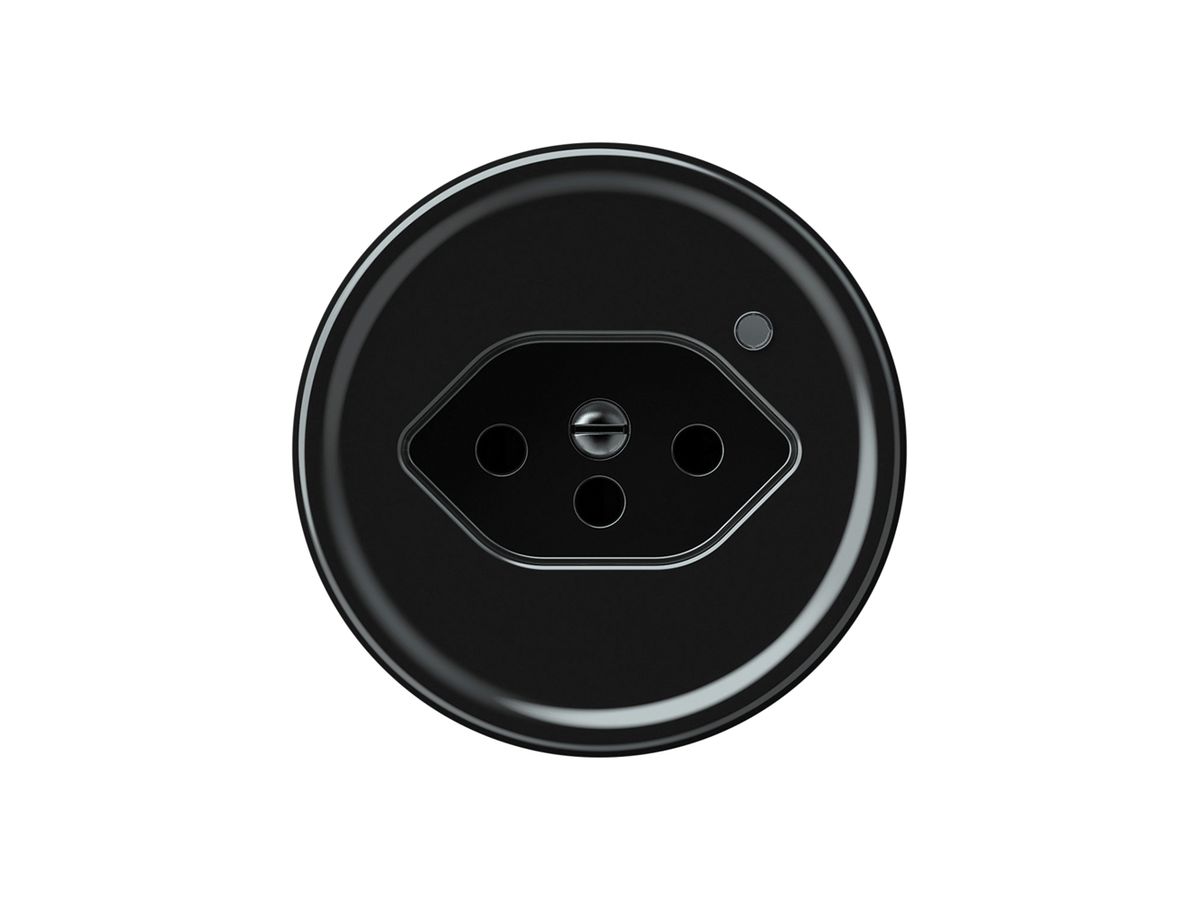 Steckdose origin 1×Typ 13 bel.grün 10A 230V 60×60mm schwarz