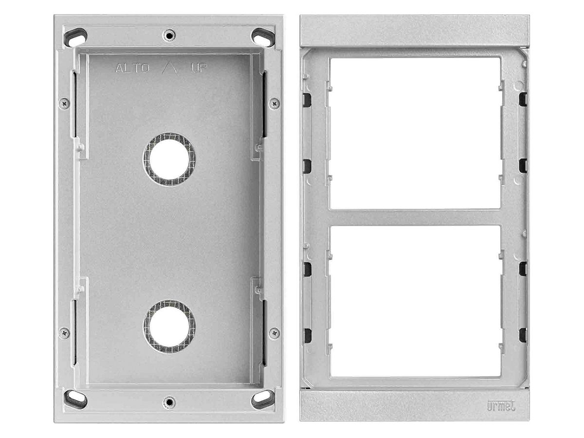 AP-Gehäuse Urmet Alpha, 2×Modul, 125×217mm, mit Rahmenmodulhalter