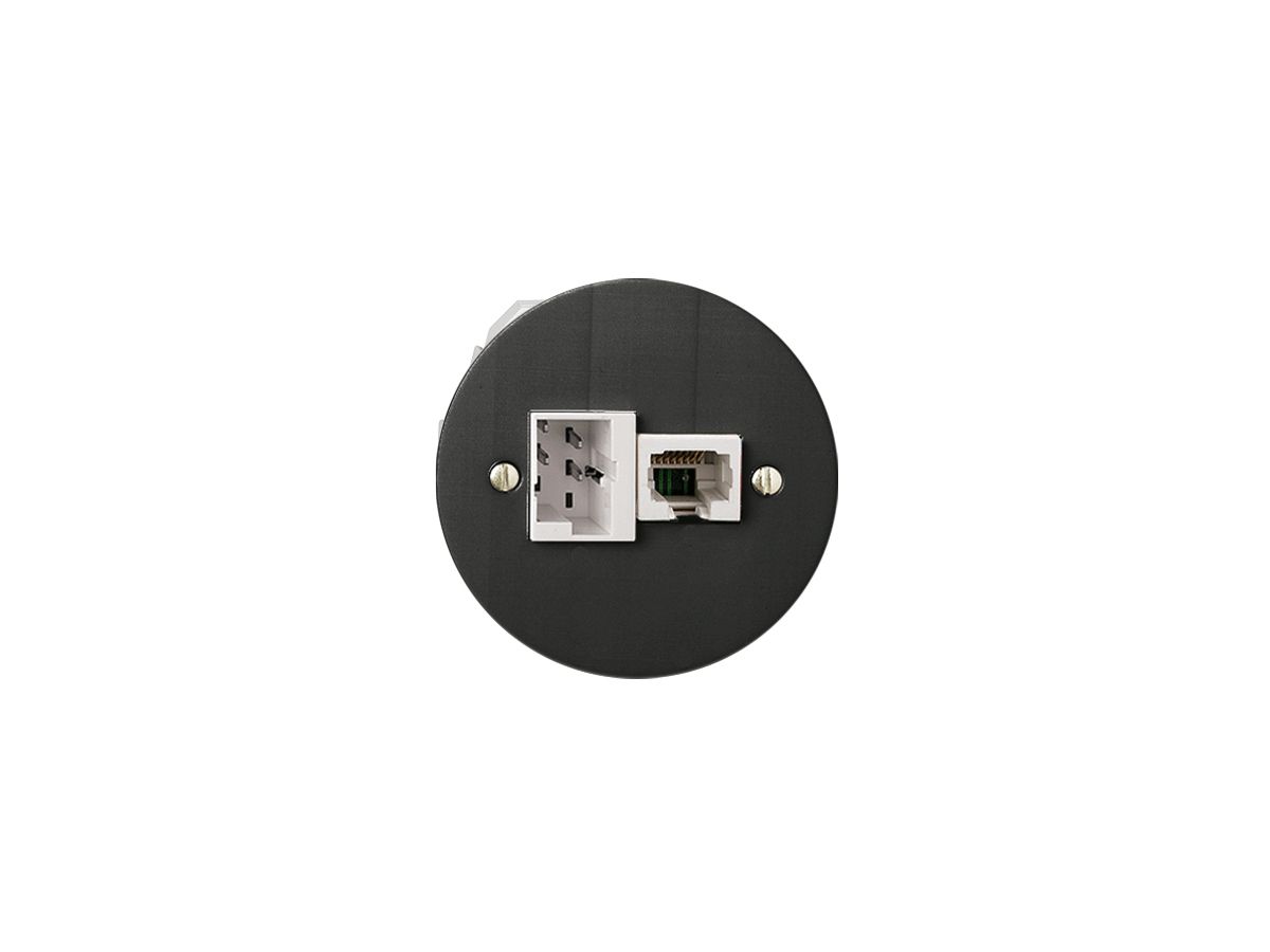 UP-Anschlussdose 1×TT,1×RJ45/u 4P schwarz ITplus Standard 58mm ITM