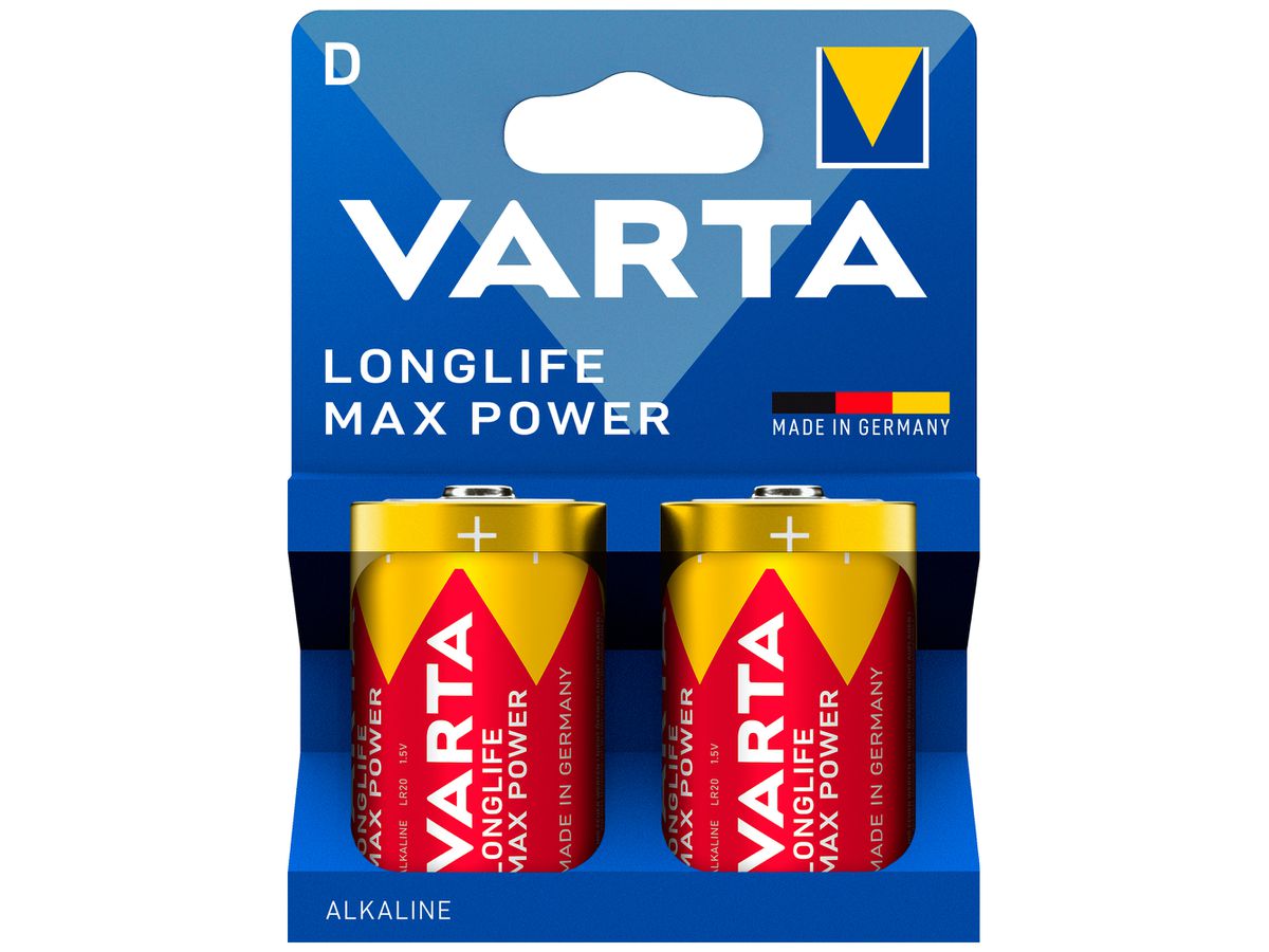Batterie VARTA Consumer Longlife Max Power D Alkali-Mangan 1.5V Blister à 2 Stk