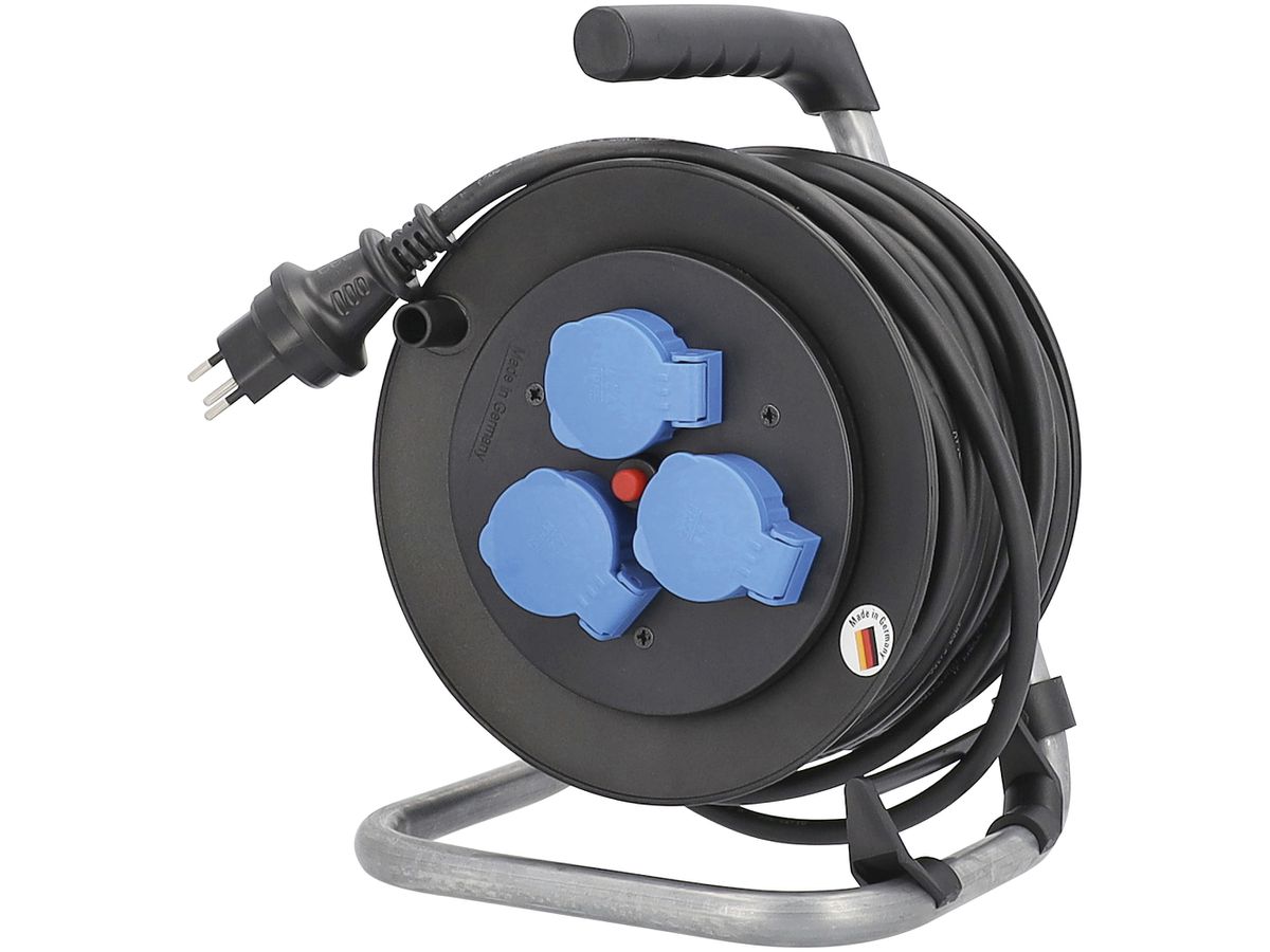 Kabelrolle ELBRO 25m 3×T13 mit Thermoschutz IP55 Kunststoff