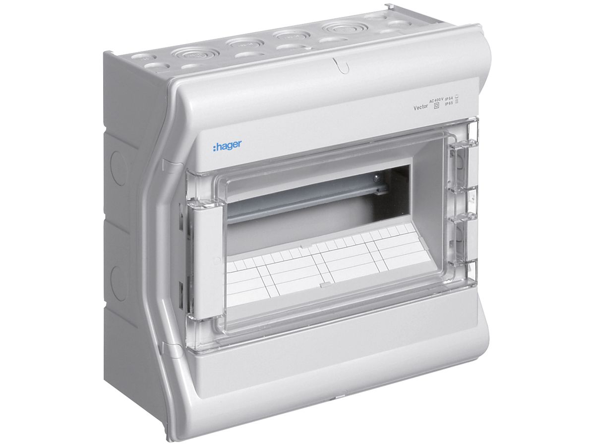 AP-Verteiler Hager vector 1-reihig 12TE IP54/IP65 310×302×151mm