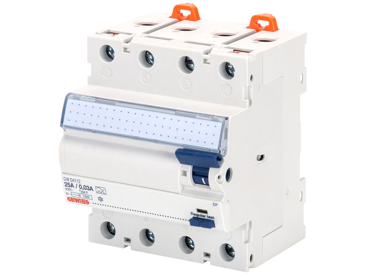 Fehlerstromschutzschalter Gewiss 90 RCD 4P 400V 25A 0.03A F 4TE