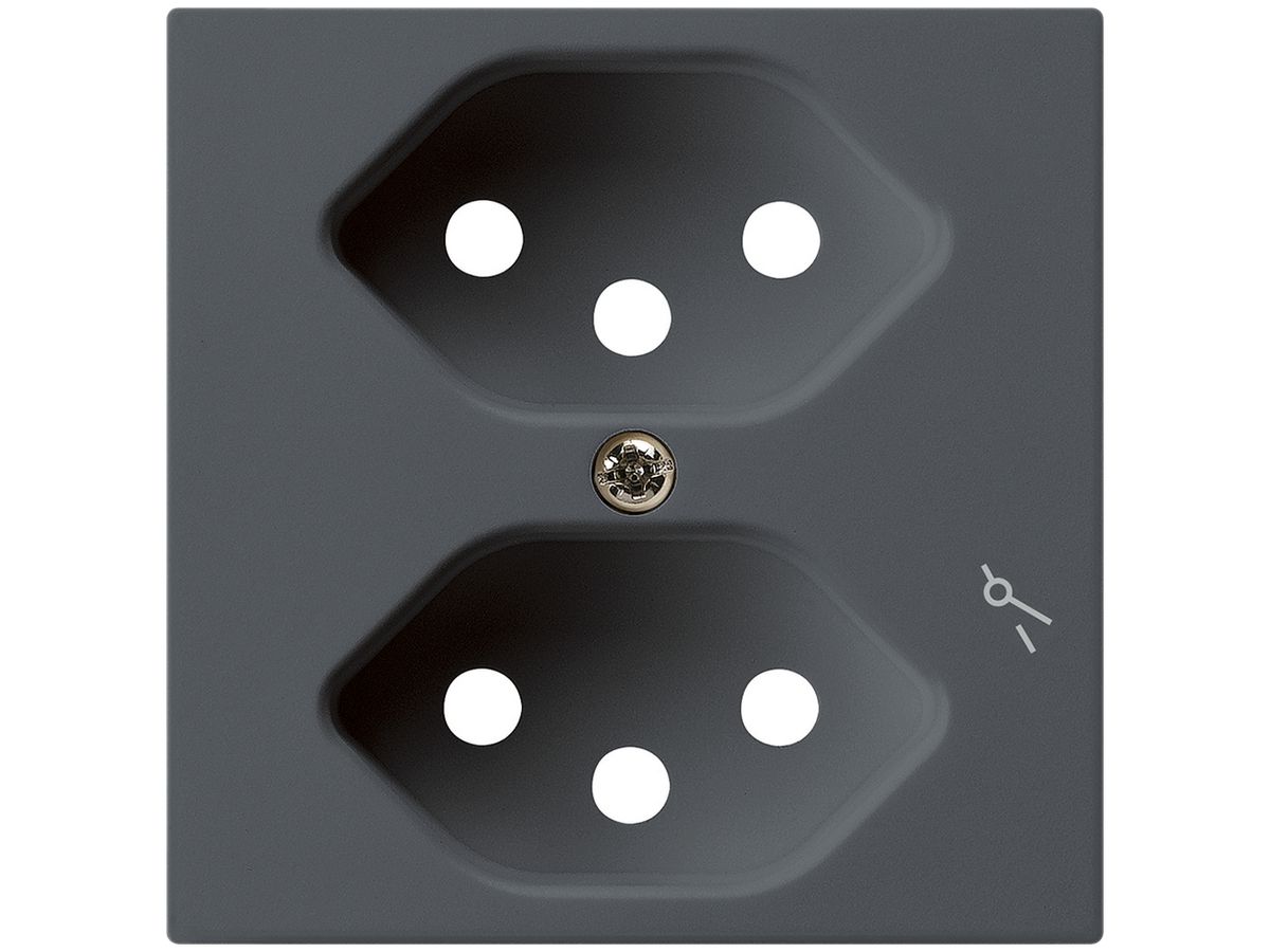 Frontplatte kallysto 2×T13/1 60×60 anthrazit für Steckdose 2×T13/1