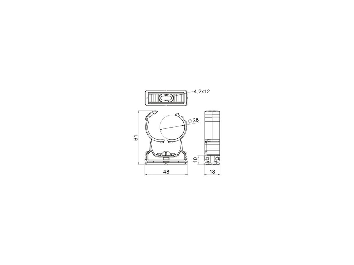 Rohrschelle BET proQuick PQ-28 LGR Ø27.5…32mm 1 Schraubloch PA -15…60°C lgu