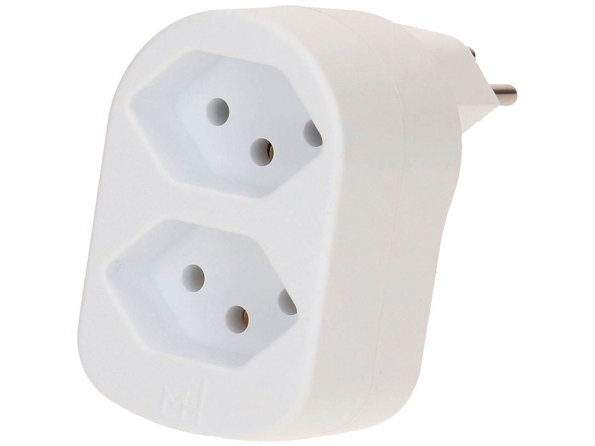 Mehrfach-Stecker MAX HAURI ADAPT SPLIT 10A 2×T13 ws