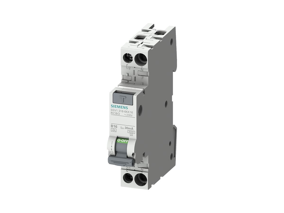 Fehlerstrom-/Leitungsschutzschalter Siemens kompakt 1P+N 6kA Typ A 30mA B16