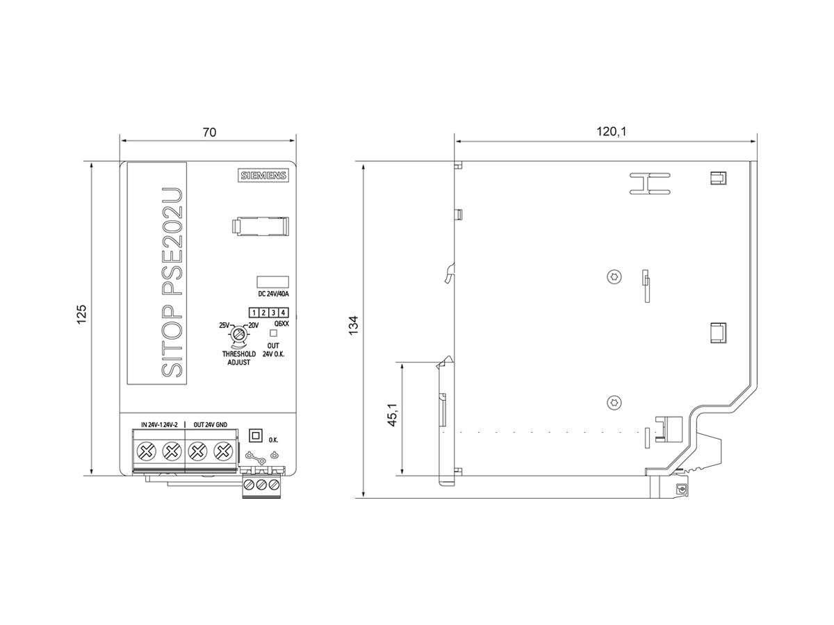 Redundanzmodul Siemens SITOP PSE202U, 24VDC/40A (2×20A)
