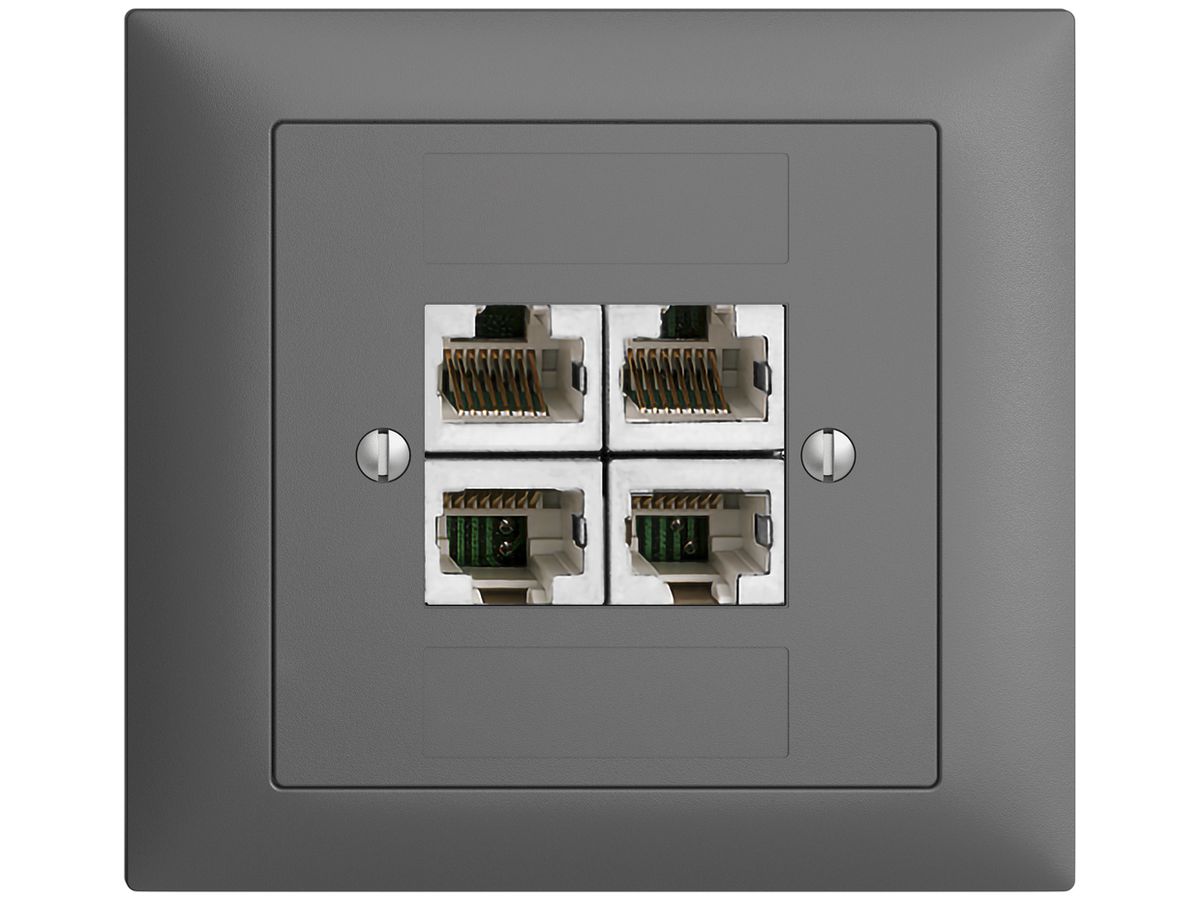 EB-Dose 4×RJ45/s 4P getr. EDIZIOdue dunkelgrau ITplus