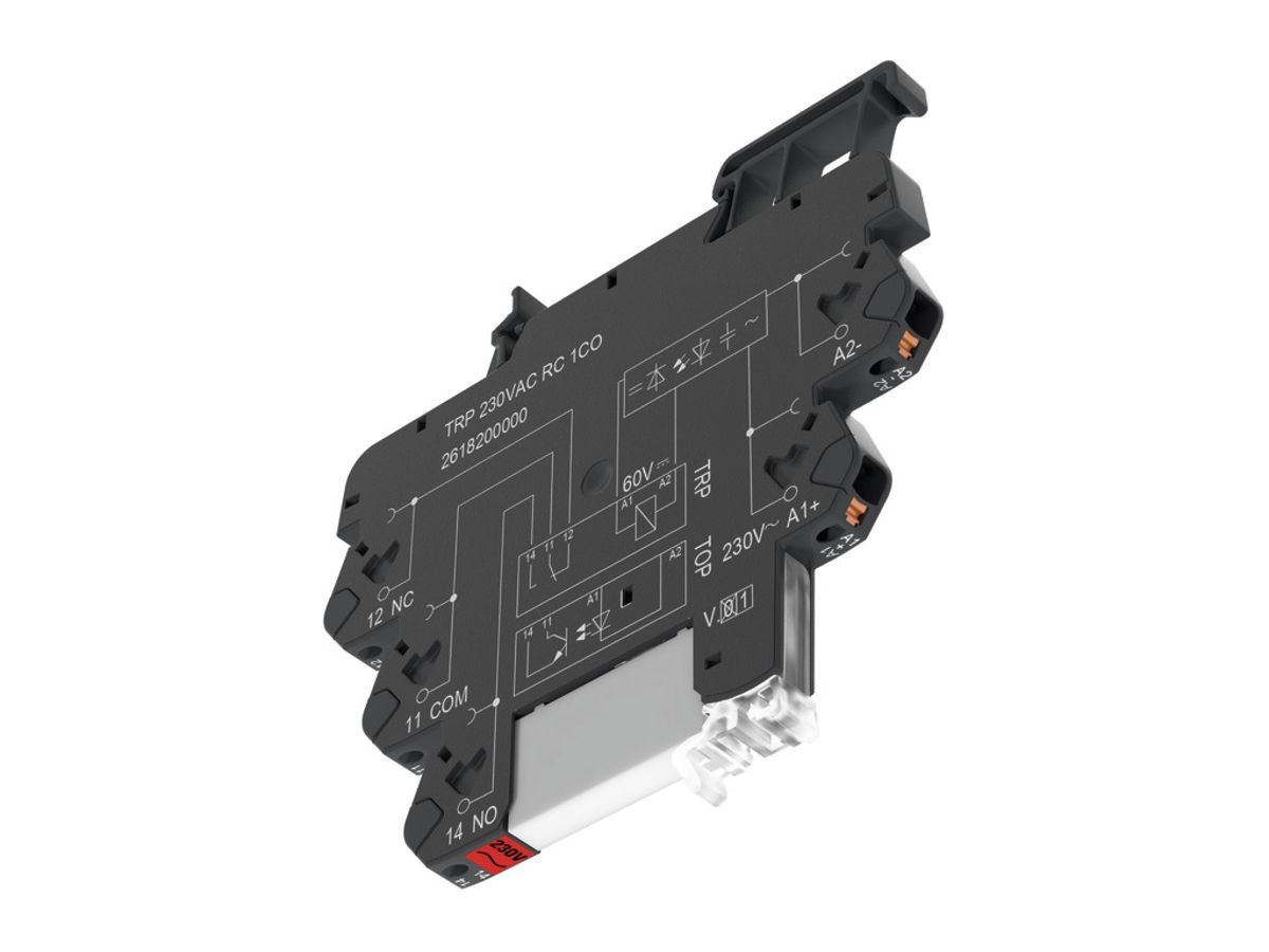 Relaiskoppler WM TRP 230VAC LED grün Gleichrichter RC-Glied 1W 250VAC 6A PUSH IN