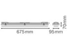 LED-Feuchtraumleuchte LEDVANCE DP 600 2×G13 IP65 675×95×70mm grau