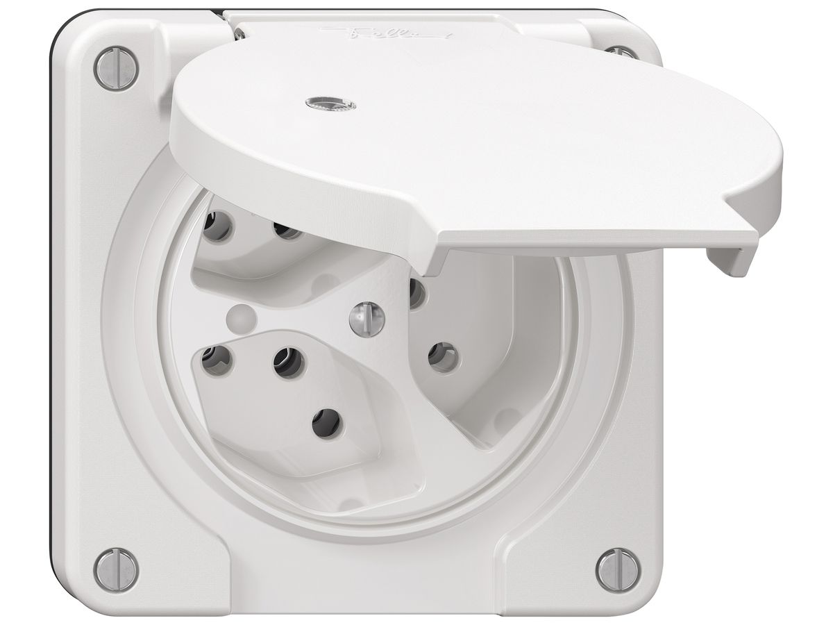 Steckdose NEVO SNAPFIX® 3×T13 10A 250V beleuchtet 87×87×32mm IP21 ws