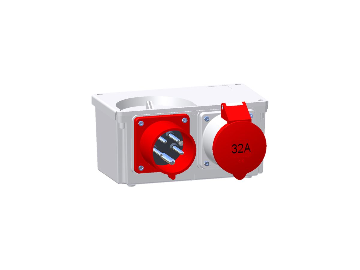 Energieverteilungseinheit CEE Bals 32A 400V 6h rot IP44 vernickelt