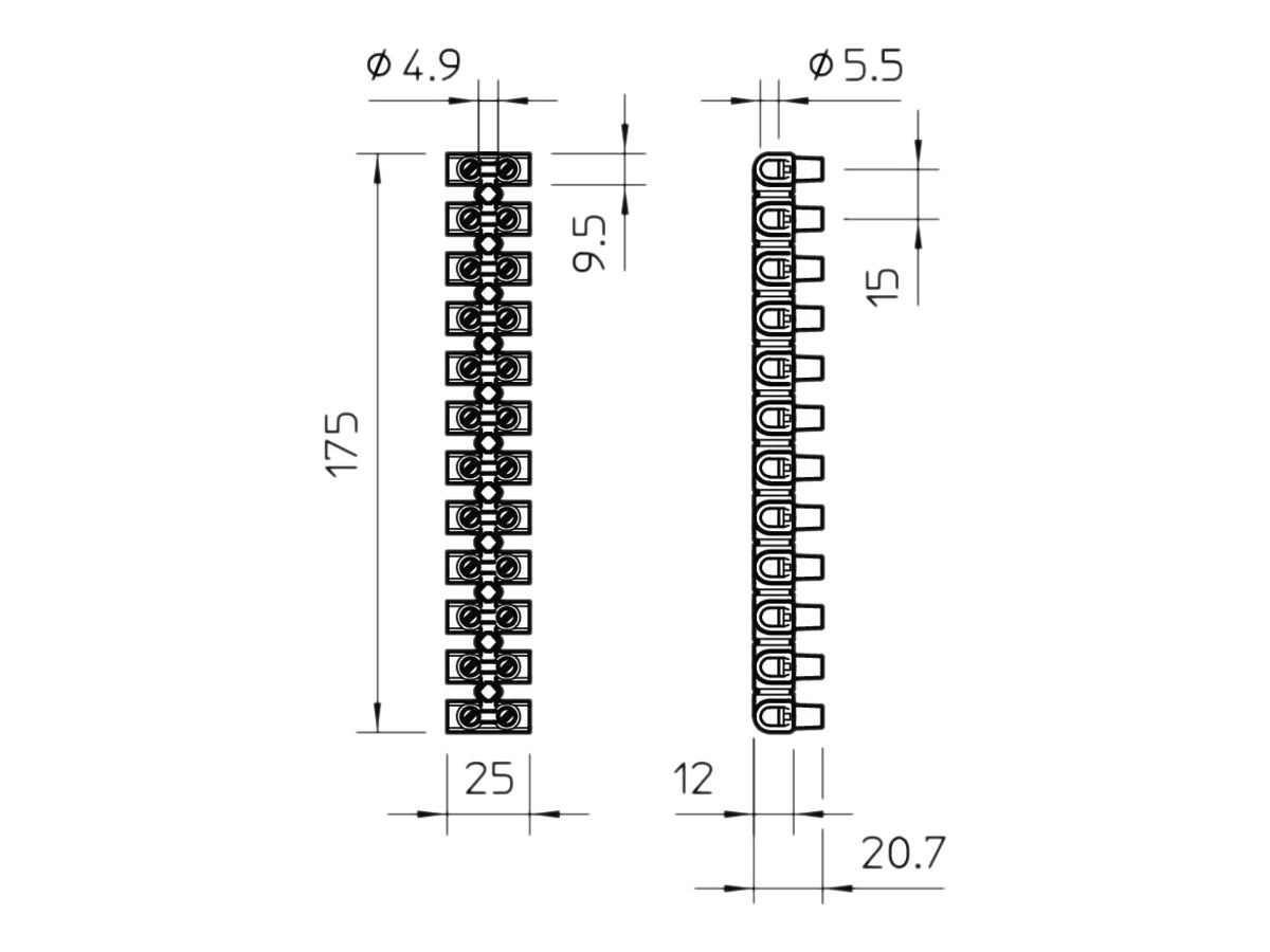 Klemmenleiste Bettermann 12P 4…10mm² 450V schwarz