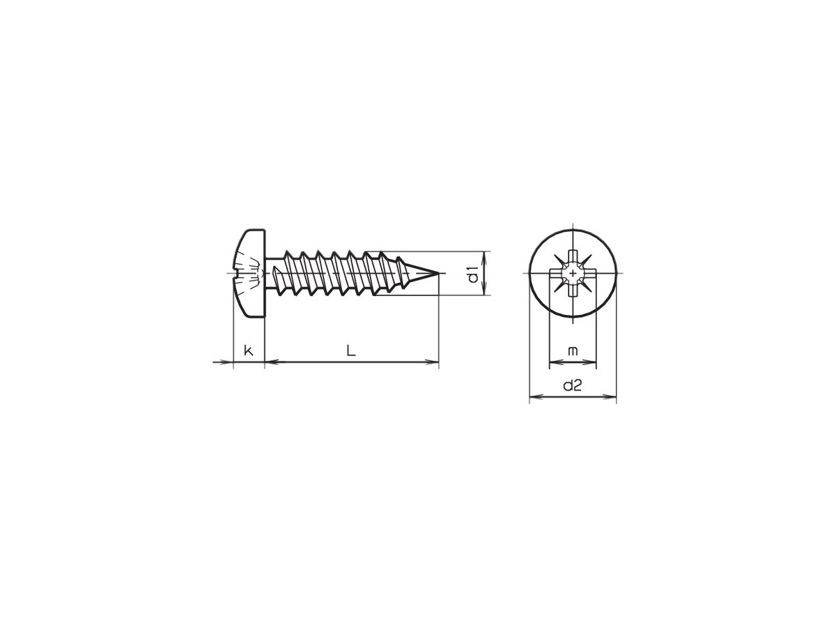 LK-Blechschraube 2.9×6.5mm verz.Pozidriv, DIN 7981 C4