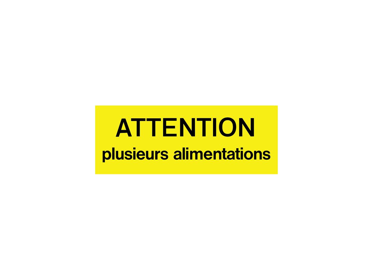 Warnaufkleber ATTENTION plusieurs alimentations 80×30mm selbstklebend gelb