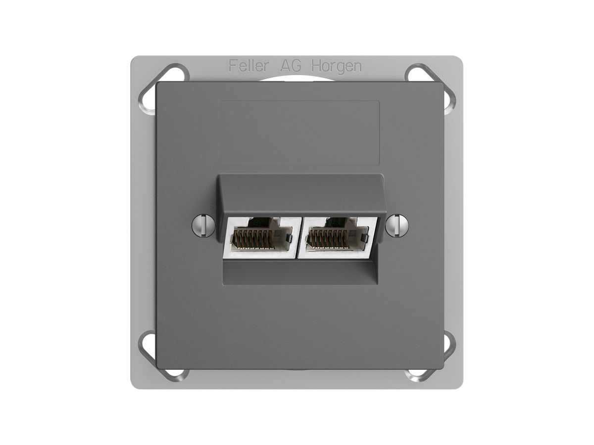 EB-Dose 2×RJ45/s 8P getr. EDIZIOdue dunkelgrau, ITplus