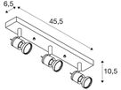 Decken-/Wandleuchte SLV ASTO, 3×GU10 75W IP20 Aluminium gebürstet