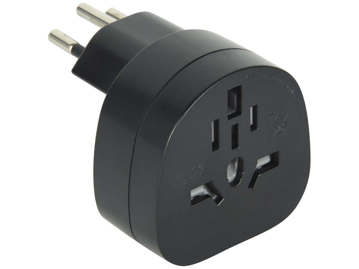 Reiseadapter Stecker T12/ IT BRA UK USA Japan AUS China schwarz