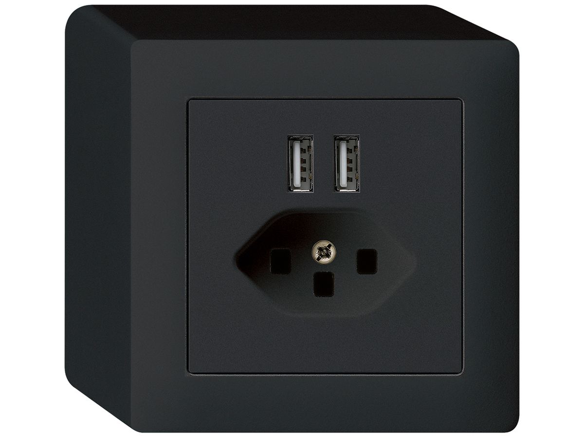 AP-Steckdose 2×USB & T23 kallysto Q 2400mA schwarz