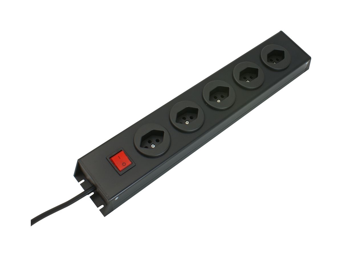 Steckdosenleiste MH 5×T13 PowerLine, Td 3×1mm², 1.5m, schwarz