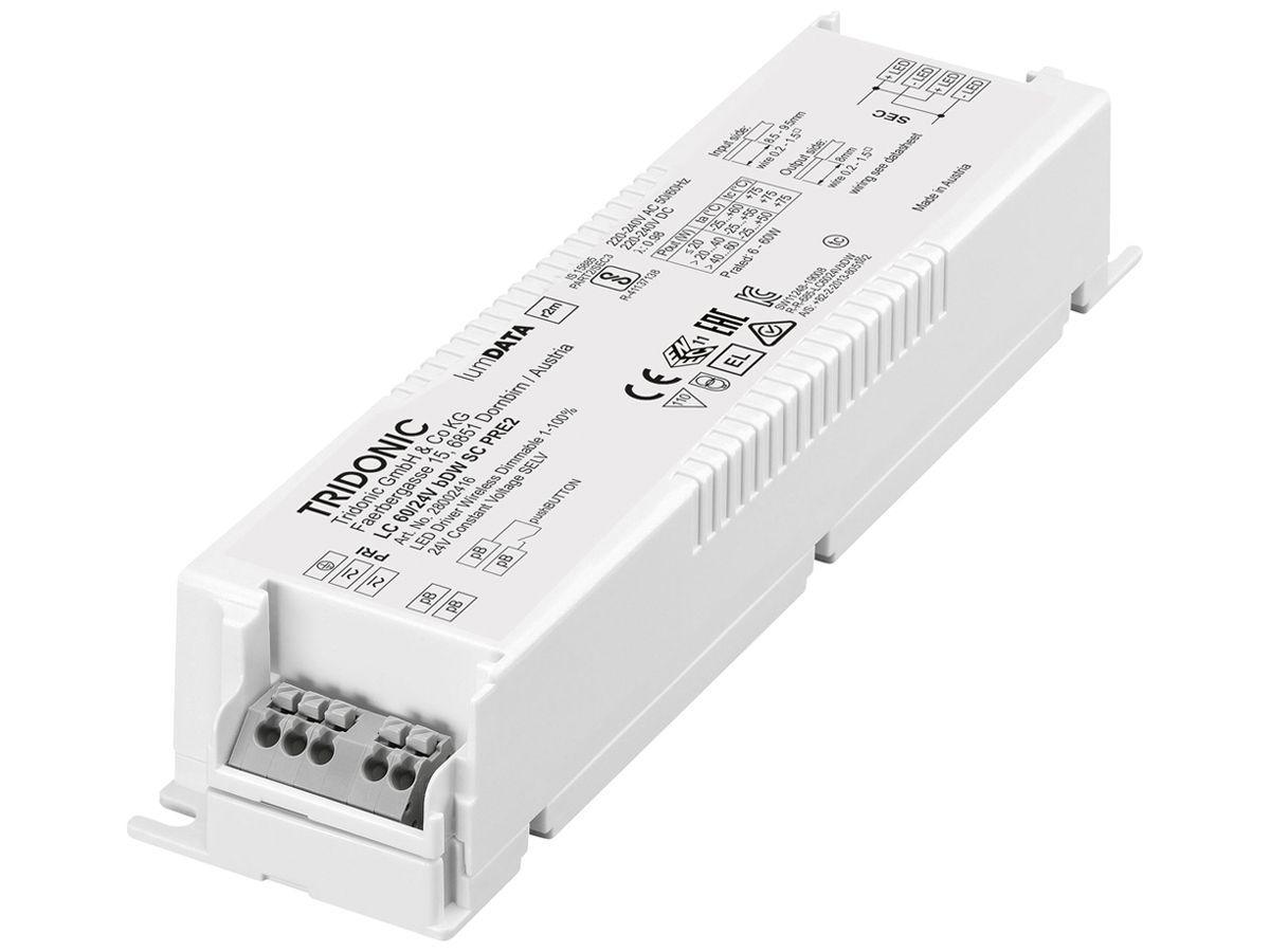 LED-Konverter basicDIM LC 60/24V bDW SC PRE2 SP 24V, 60W, 43×30×225mm