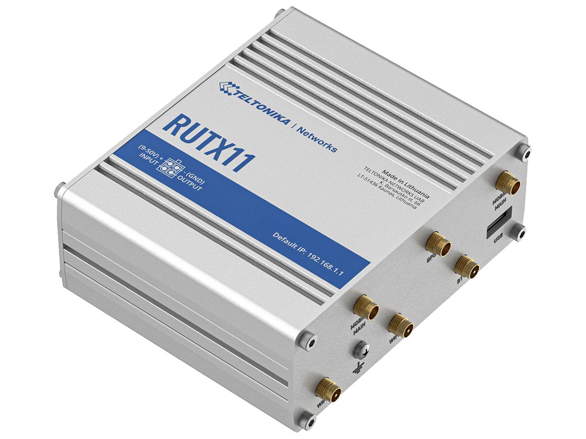Router Teltonika RUTX11 LTE 1×WAN 3×LAN WLAN 2.4GHz IPv4/IPv6 USB