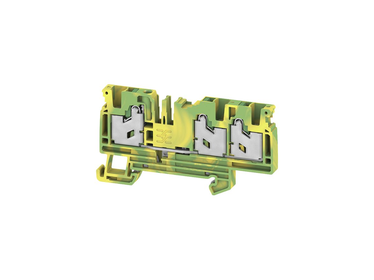 Durchgangs-Reihenklemme WM S3C 4 PE 4mm² SNAP IN 3×1 TH35 grün/gelb
