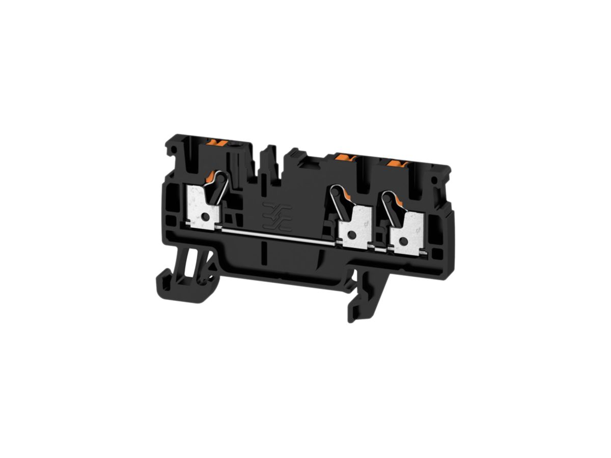 Durchgangs-Reihenklemme Weidmüller A3C PUSH IN 2.5mm² 3 Anschlüsse TS35 schwarz