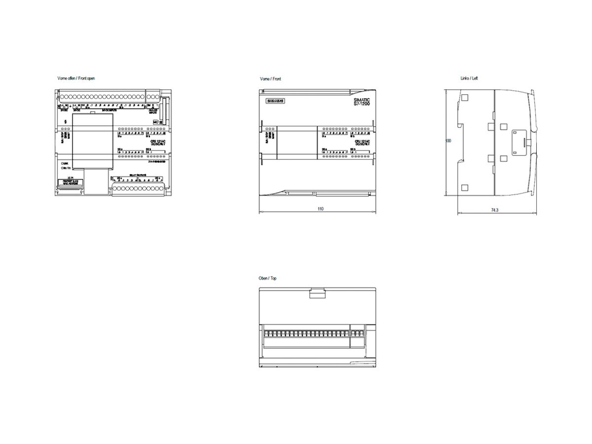 SPS-Grundgerät Siemens SIMATIC S7-1200 CPU 1214C DC/DC/Relais 24V