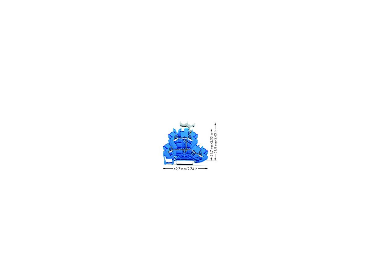 Doppelstockklemme WAGO TOPJOBS 2.5mm² 4 N blau, mit Beschr.Träger