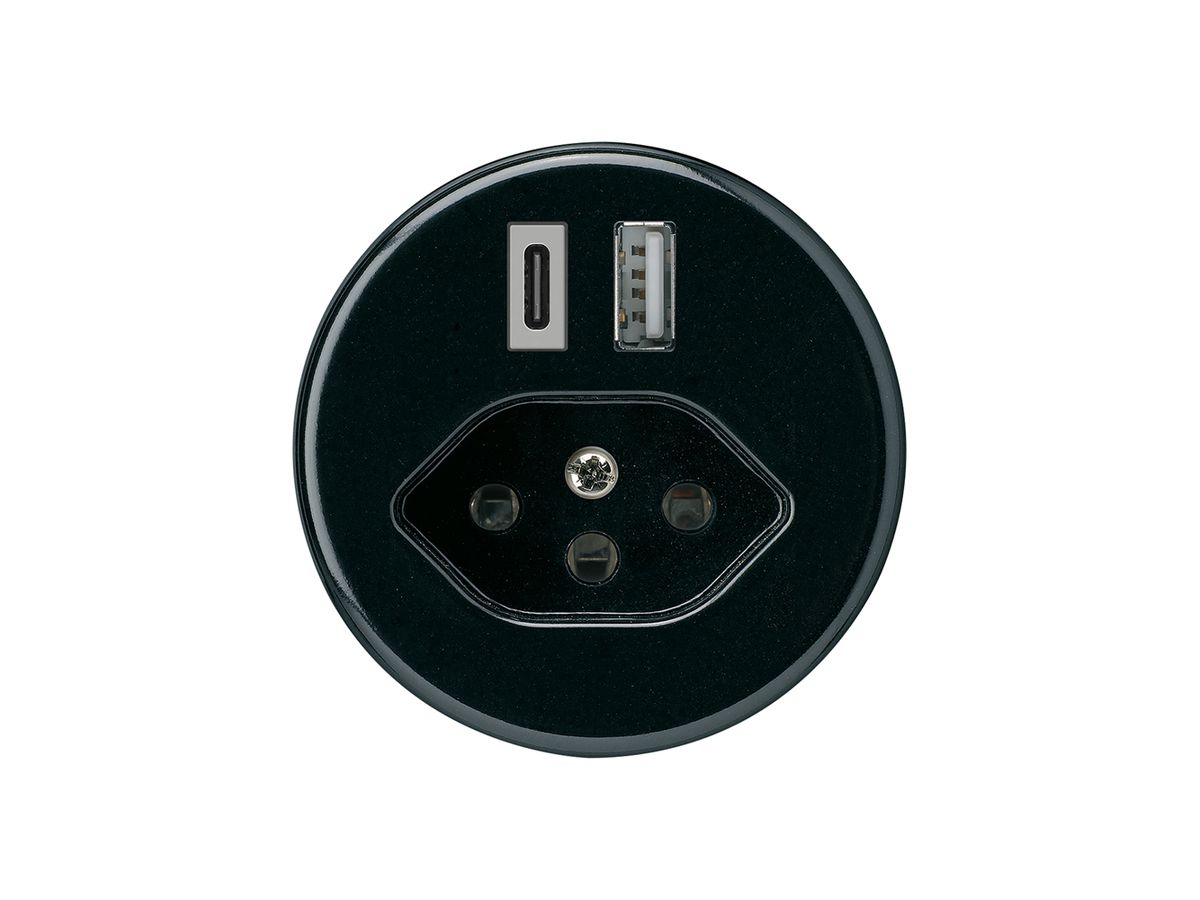 USB-Ladesteckdose basico 18W PD 1×Typ A 1×Typ C Typ 13 schwarz