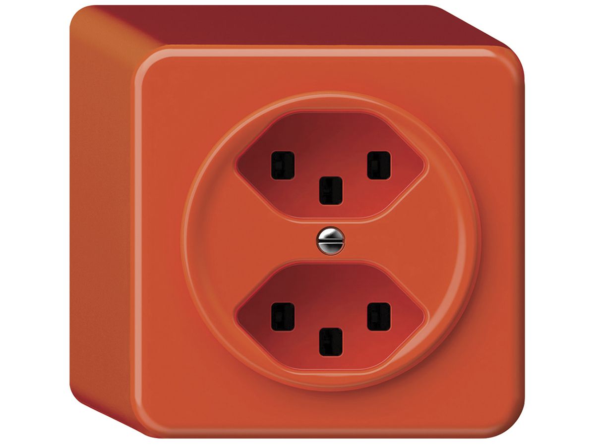 AP-Steckdose origin 2×Typ 23 16A 230V 88×88×54mm orange