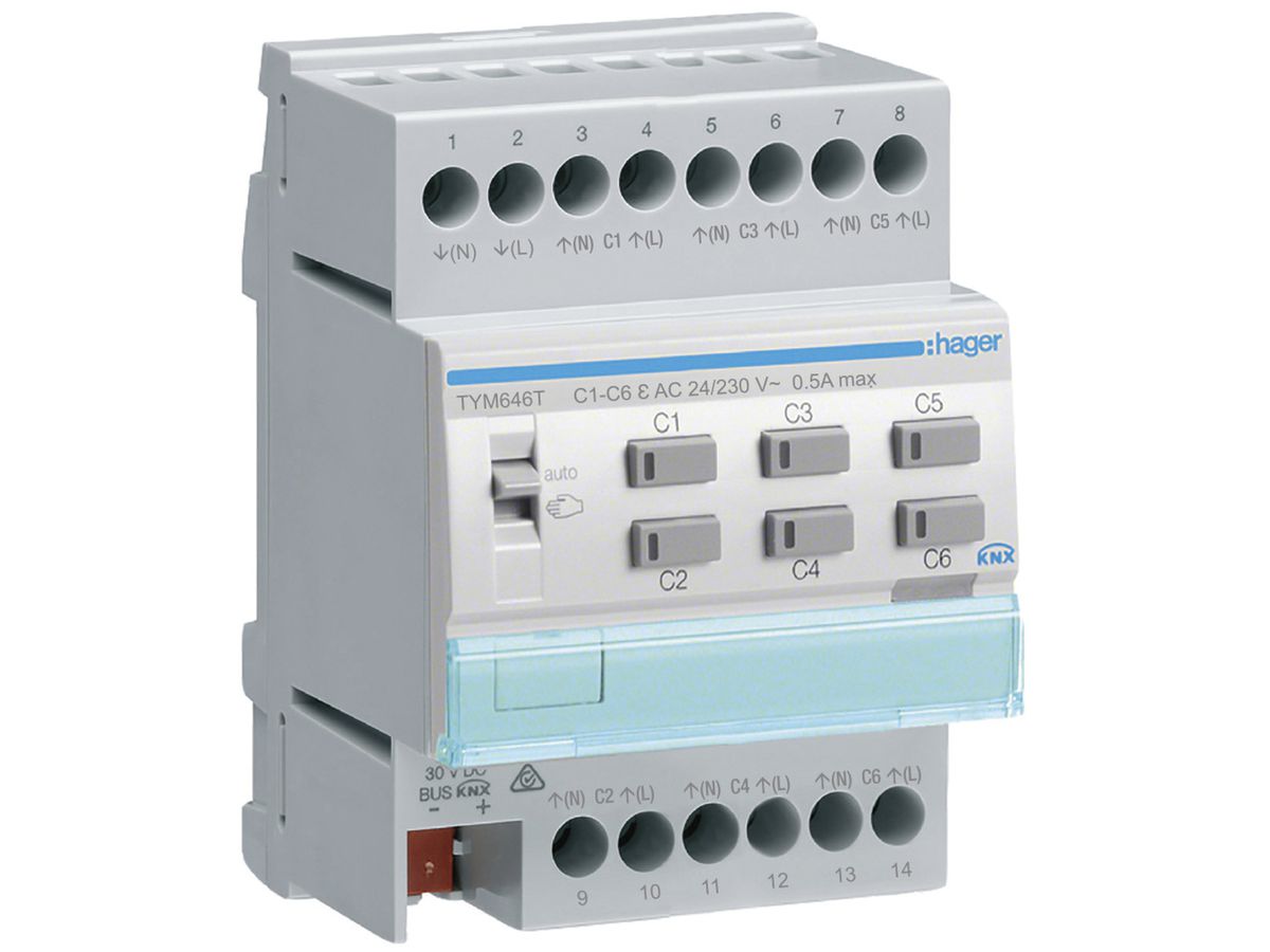 REG-Heizungsaktor Hager TYM646T KNX ETS 6-fach