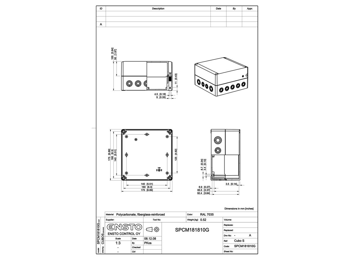 Apparategehäuse CUBO S 175×175×100