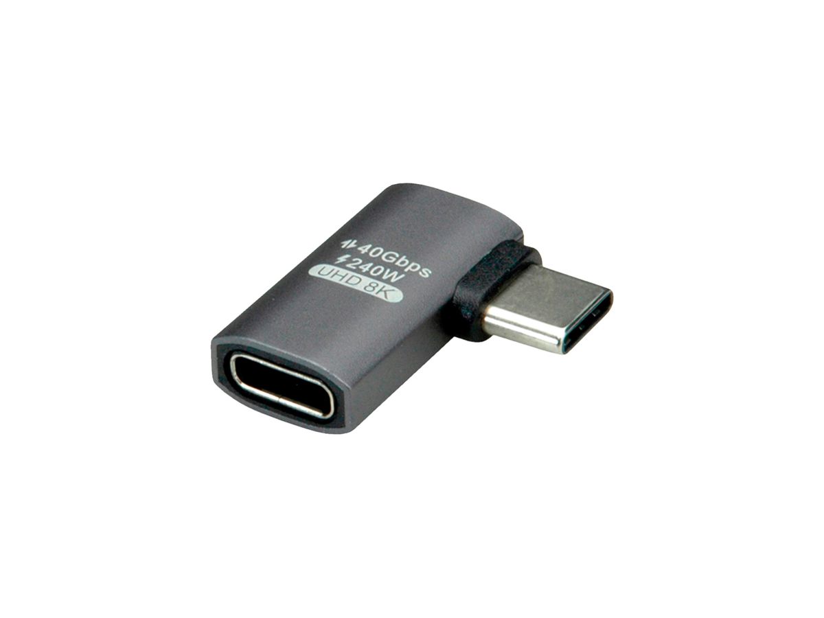 USB-Adapter ROLINE USB4 Gen3x2 40Gbit/s ST/BU 240W 90° USB-C/USB-C