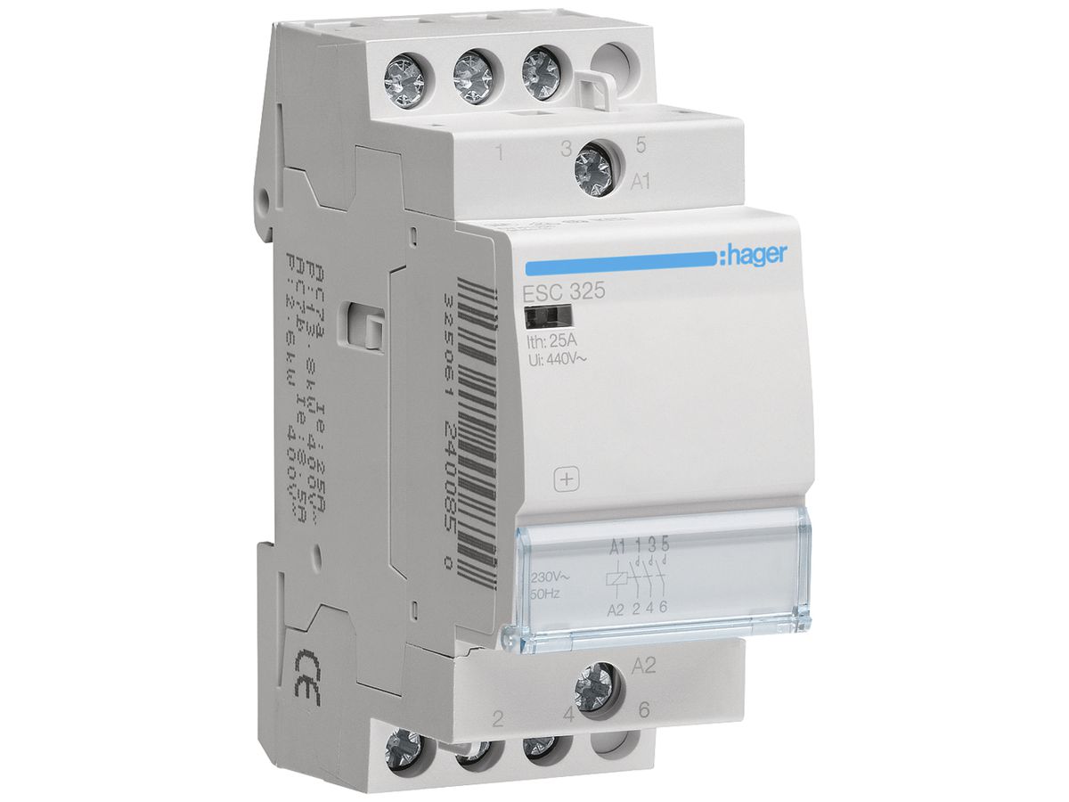 REG-Schütz Hager 230VAC 3 Schliesser 0 Öffner 25A 2TE