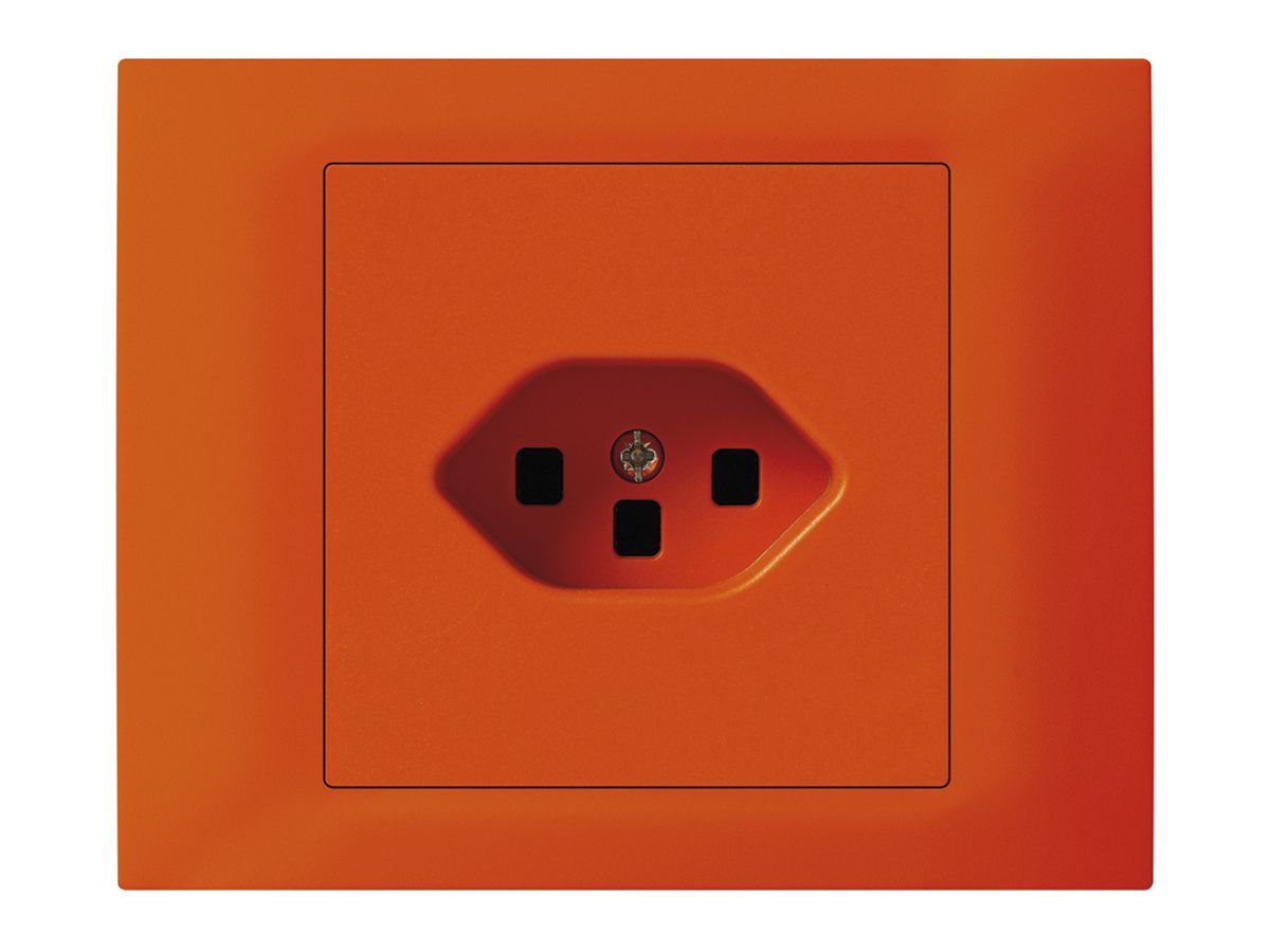 EB-Steckdose kallysto T23 Bauart T mit EB-Dose G3 Abdeckrahmen steckbar orange