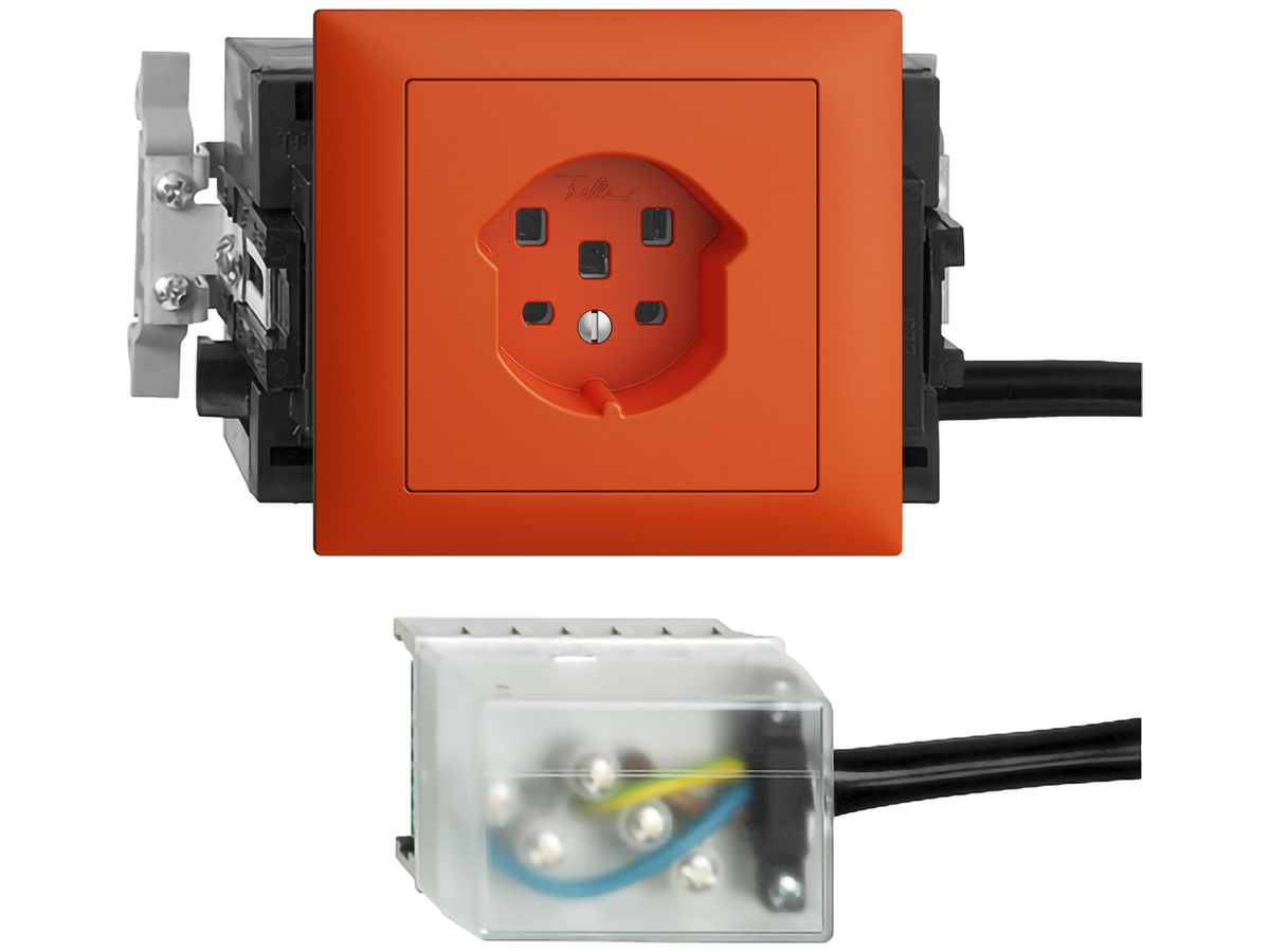 EB-Steckdose EDIZIOdue T25 16A orange 53mm für Ecobus power