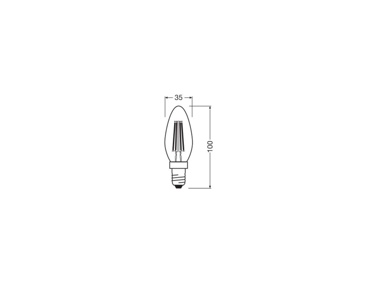 LED-Lampe LEDVANCE CLASSIC B E14 5.9W 806lm 827 B10.5 klar Ø35×100mm
