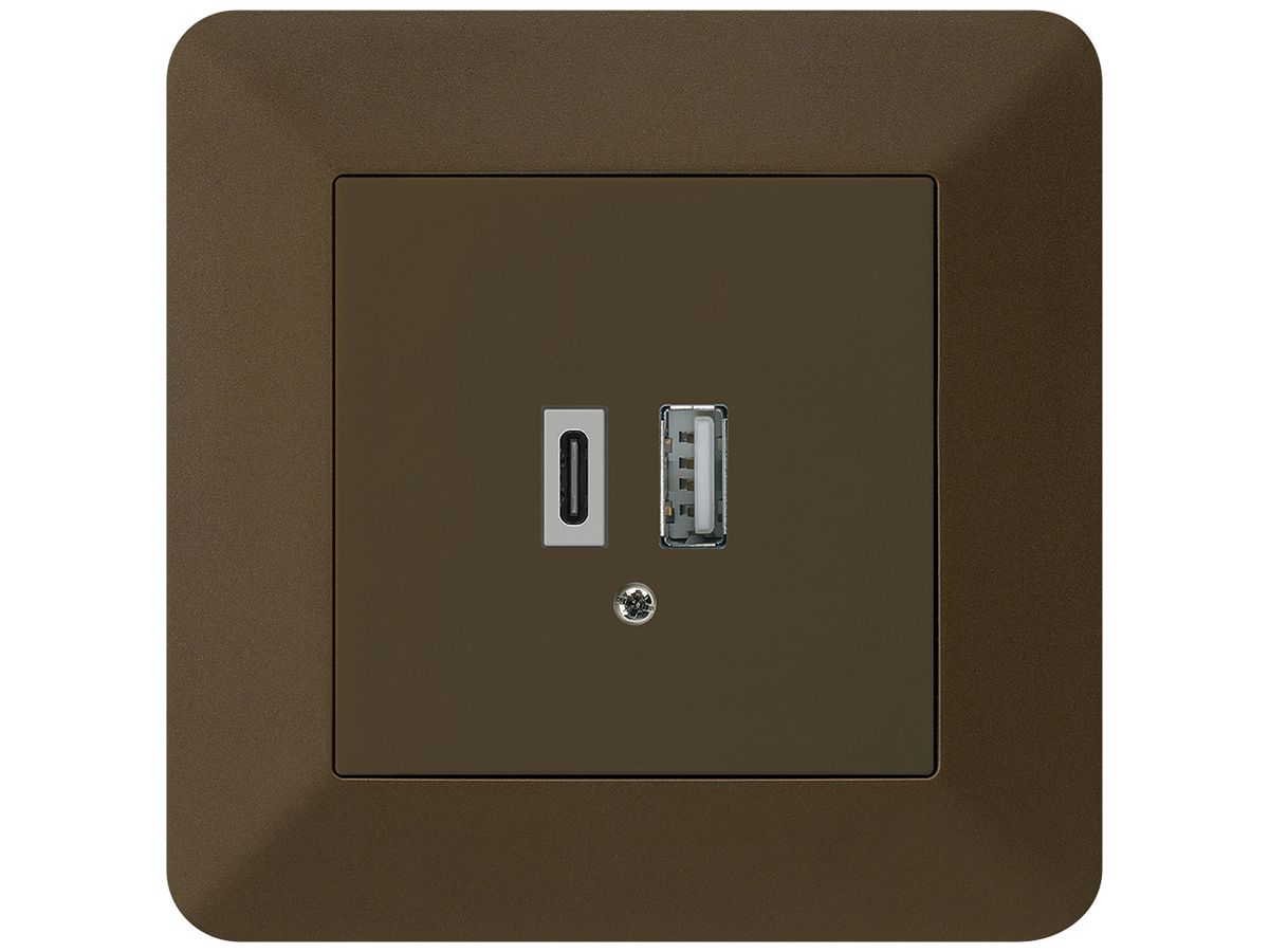 UP-USB-Ladesteckdose kallysto.trend 18W PD 1×Typ A+1×Typ C braun