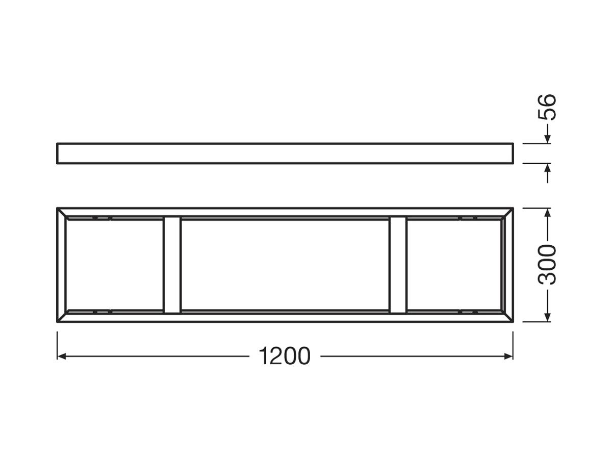 Anbaurahmen LEDVANCE PANEL 1200 Aluminium 1200×300×56mm schwarz