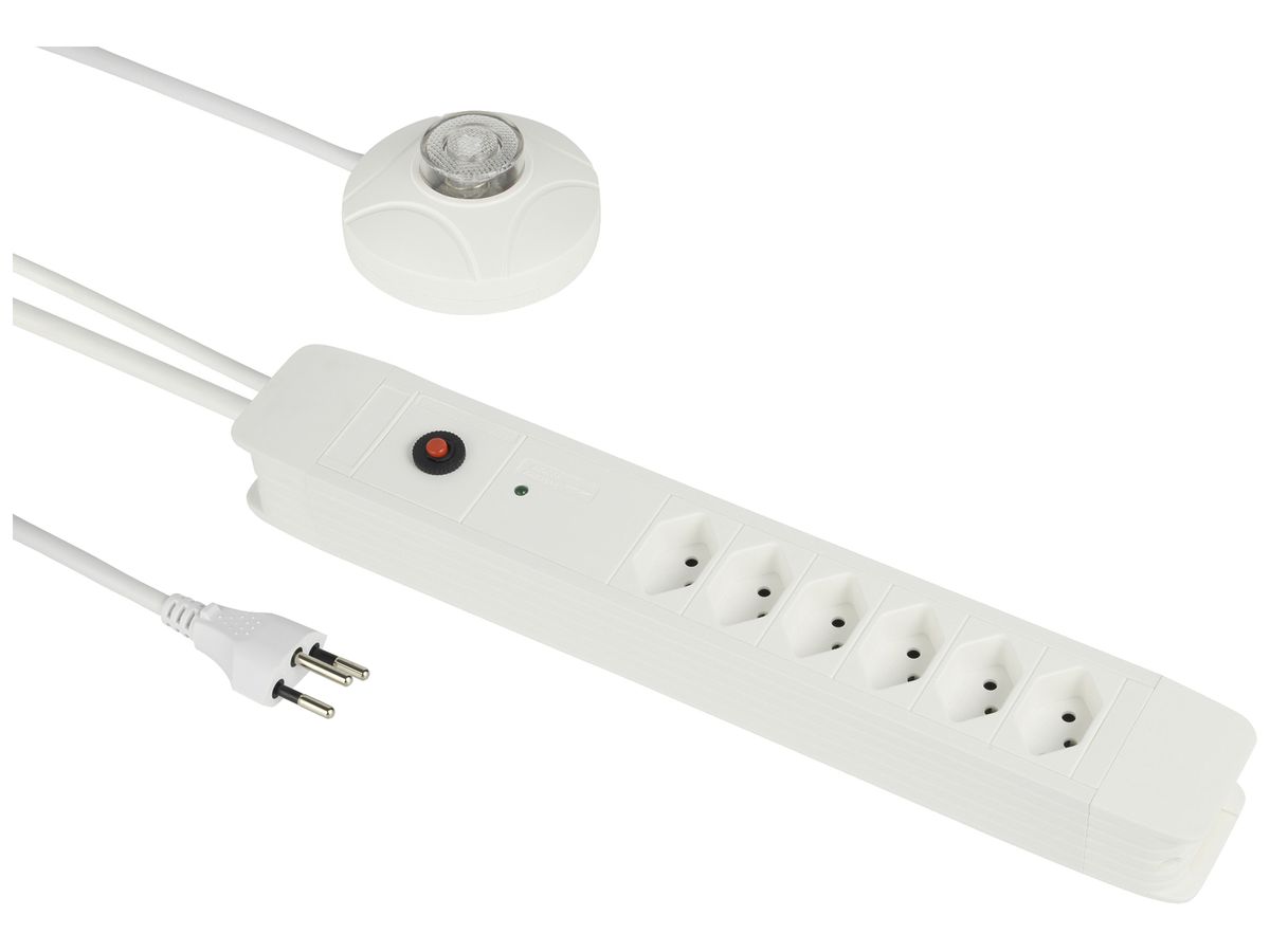 Steckdosenleiste PRINCIPIO+ 6×Typ 13 vertikal Kabel 3m externer Schalter weiss